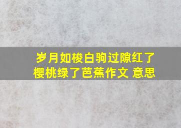 岁月如梭白驹过隙红了樱桃绿了芭蕉作文 意思